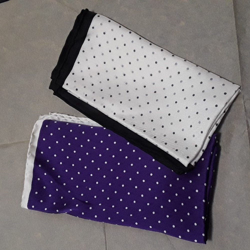 2 Men's Silk Pocket Squares.